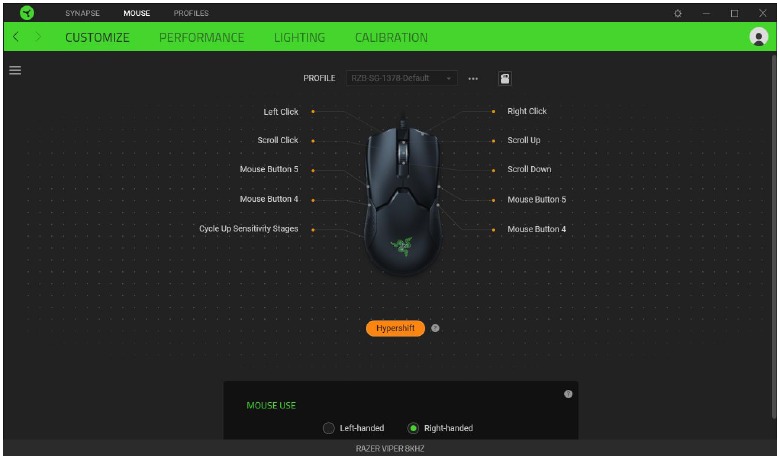 RAZER - VIPER 8K HZ - CONFIGURACIÓN DEL DISPOSITIVO - Uso del modo Hypershift CONFIGURACIÓN DEL DISPOSITIVO - Uso del modo Hypershift