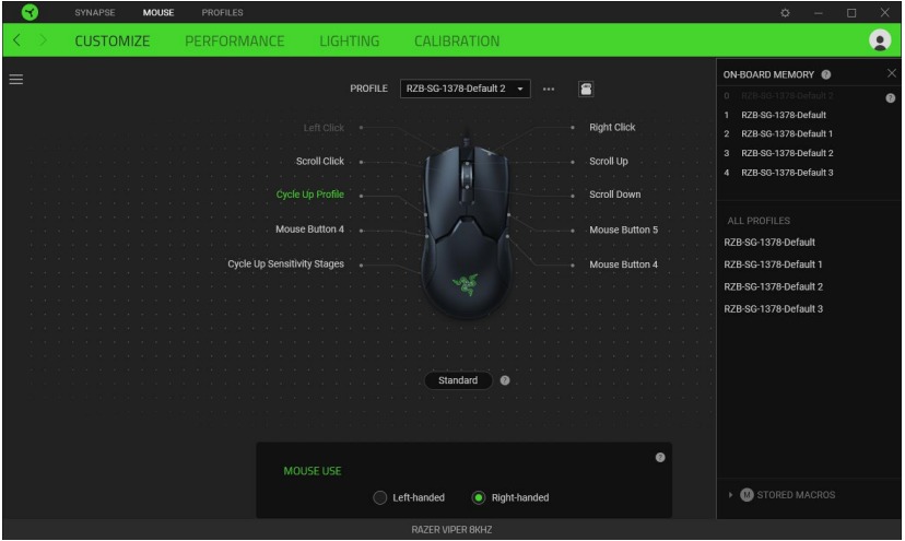RAZER - VIPER 8K HZ - CONFIGURACIÓN DEL DISPOSITIVO - Uso de perfiles CONFIGURACIÓN DEL DISPOSITIVO - Uso de perfiles