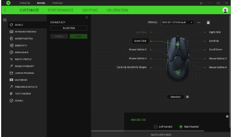 RAZER - VIPER 8K HZ - Personalizar - Asignación de botón específica Personalizar - Asignación de botón específica