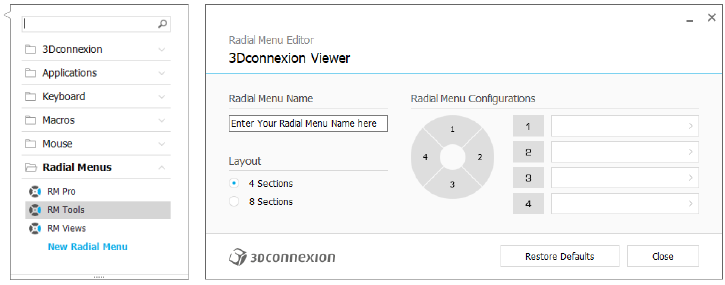 3DConnexion - SpaceMouse Wireless - Configuración - Paso 4 - Creación de menús radiales Configuración - Paso 4 - Creación de menús radiales