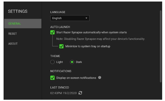 RAZER - BLACKWIDOW V3 - VENTANA DE CONFIGURACIÓN VENTANA DE CONFIGURACIÓN