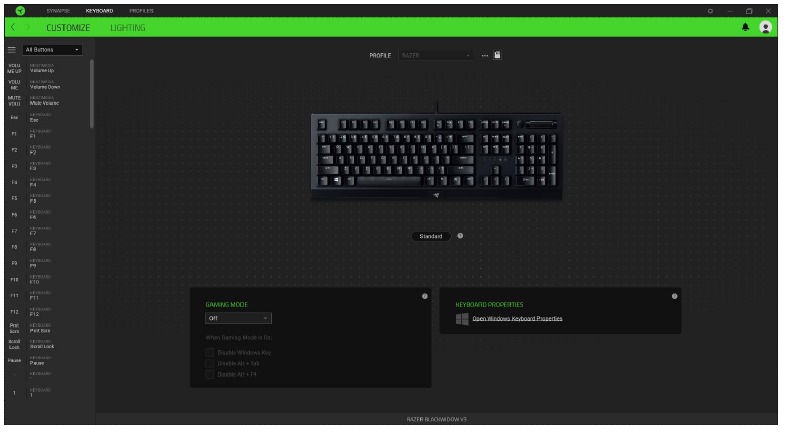 RAZER - BLACKWIDOW V3 - Barra lateral Barra lateral