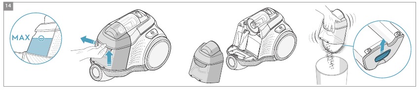 Electrolux - Pure C9 - VACIADO DEL COMPARTIMENTO PARA EL POLVO VACIADO DEL COMPARTIMENTO PARA EL POLVO