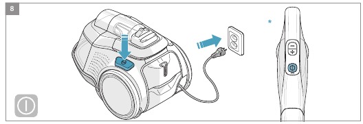 Electrolux - Pure C9 - ENCENDER/APAGAR EL ASPIRADOR Y AJUSTAR LA POTENCIA DE ASPIRACIÓN - Paso 1 ENCENDER/APAGAR EL ASPIRADOR Y AJUSTAR LA POTENCIA DE ASPIRACIÓN - Paso 1
