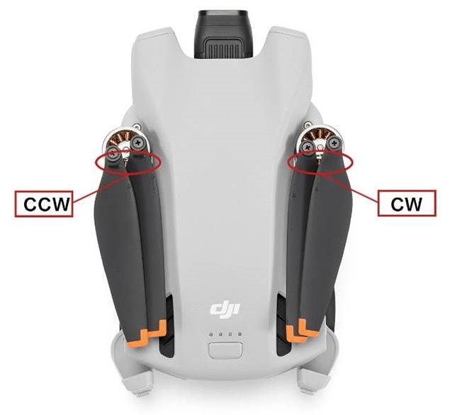 dji - Mini 3 - Distinguir entre las hélices Distinguir entre las hélices