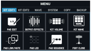 Roland - SPD-SX PRO - Pantalla de menú Pantalla de menú