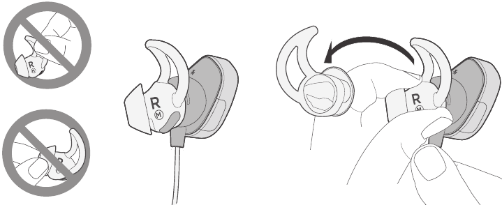 Bose - SOUNDSPORT PULSE - Cambio de las almohadillas StayHear®+ Pulse - Paso 1 Cambio de las almohadillas StayHear®+ Pulse - Paso 1