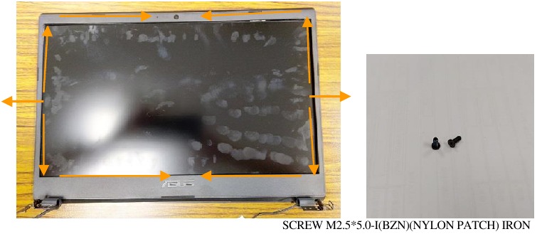 Asus - X571 Series - Bezel Module removal - Paso 2 Extracción del módulo del marco - Paso 2