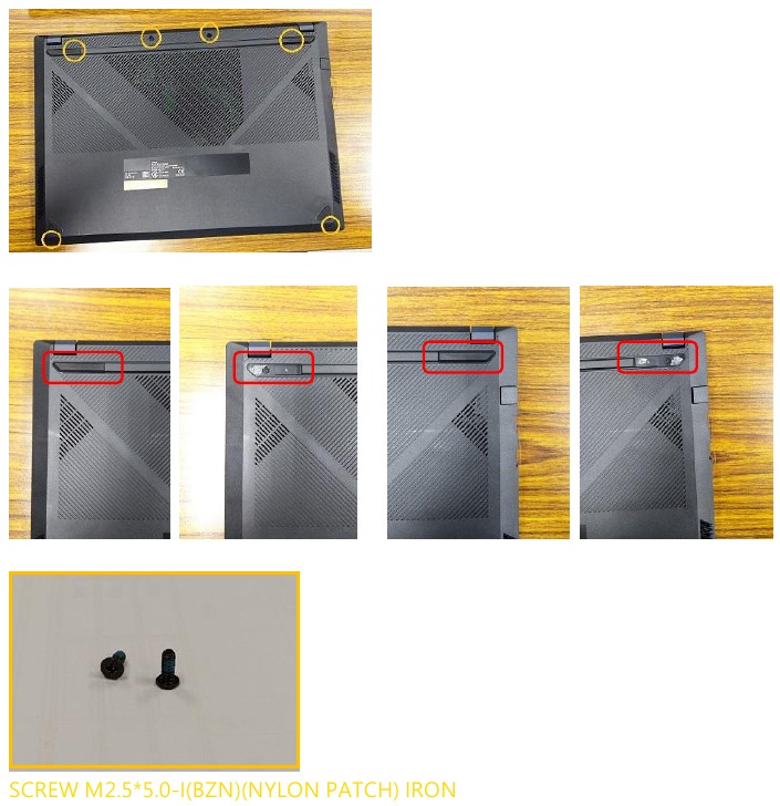 Asus - Serie X571 - Retirar el módulo de la carcasa inferior Retirar el módulo de la carcasa inferior