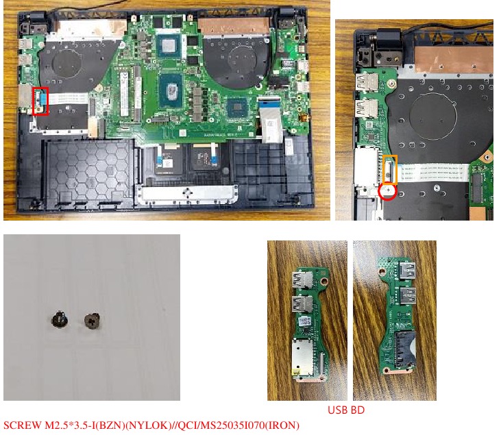 Asus - X571 Series - USB Board removal Extracción de la placa USB