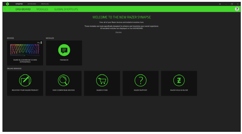 RAZER - BLACKWIDOW V3 MINI HYPERSPEED - Panel de control Panel de control