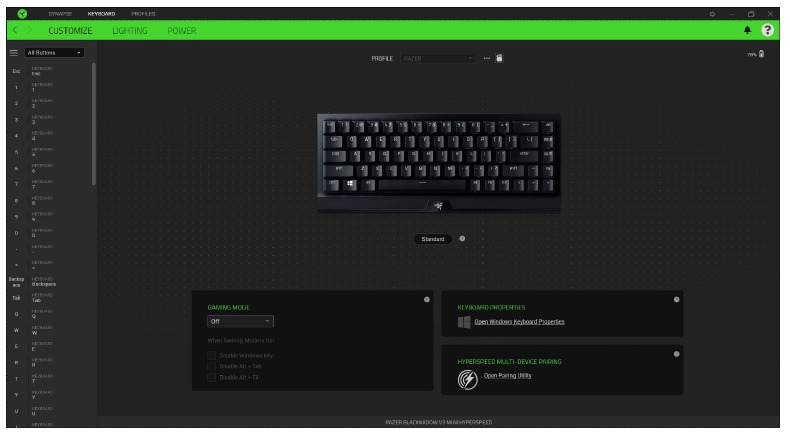 RAZER - BLACKWIDOW V3 MINI HYPERSPEED - Barra lateral - Parte 1 Barra lateral - Parte 1