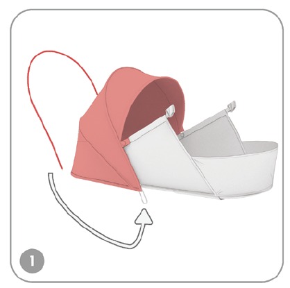 Stokke - YOYO - Instalación de la cesta y la correa para el hombro - Paso 1 Instalación de la cesta y la correa para el hombro - Paso 1