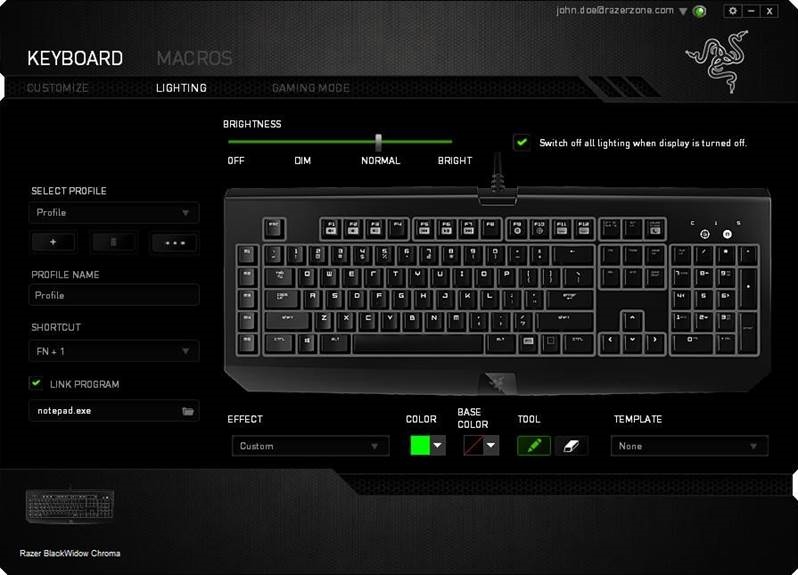 Razer - BLACKWIDOW CHROMA - Efectos de iluminación personalizados Efectos de iluminación personalizados