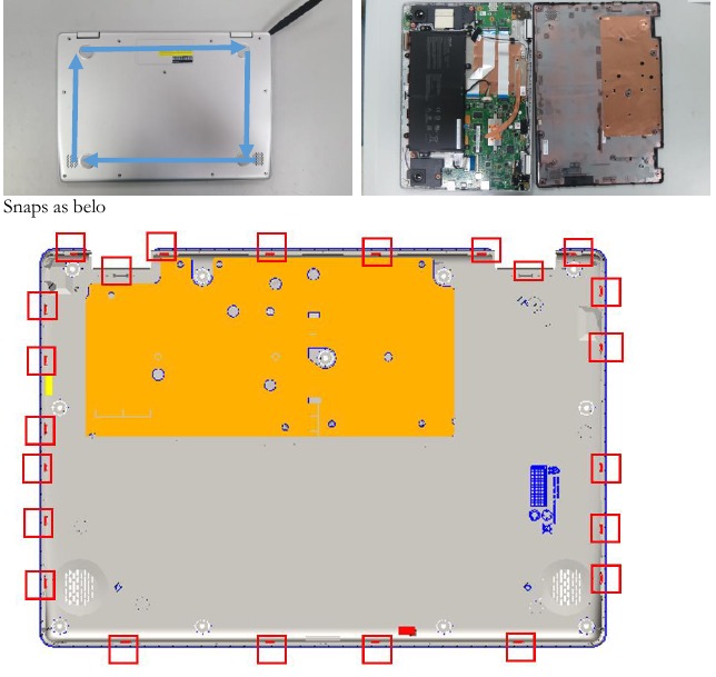 Asus - C423NA - Retire el módulo de la carcasa superior Retire el módulo de la carcasa superior