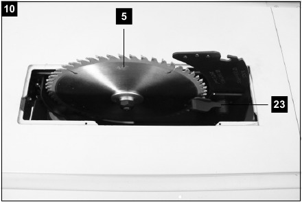 Scheppach - HS105 - Ajuste de la cuchilla separadora - Paso 1 Ajuste de la cuchilla separadora - Paso 1