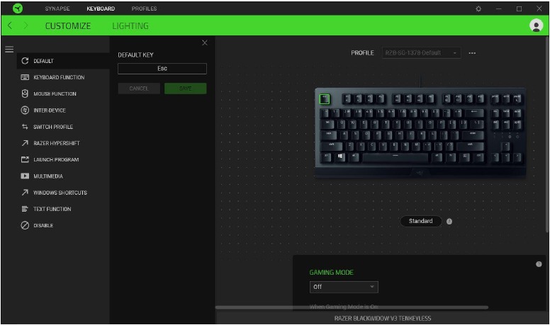 RAZER - BLACKWIDOW V3 TENKEYLESS - CONFIGURACIÓN DE TU DISPOSITIVO - Asignación de tecla específica CONFIGURACIÓN DE TU DISPOSITIVO - Asignación de tecla específica