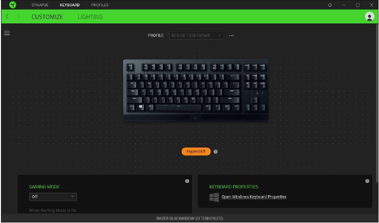 RAZER - BLACKWIDOW V3 TENKEYLESS - Modificación de las asignaciones de teclas en modo Hypershift Modificación de las asignaciones de teclas en modo Hypershift