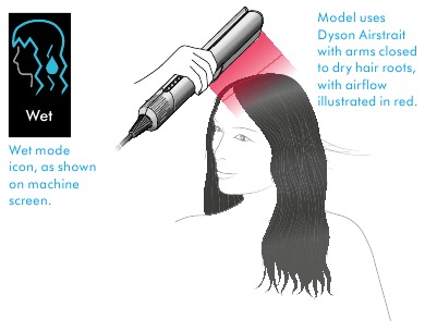 Dyson - Airstrait - Alisado con el pelo húmedo - Paso 1 Alisado con el pelo húmedo - Paso 1