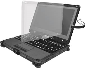 Getac - V110 Series - Funcionamiento en modo tableta Funcionamiento en modo tableta