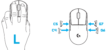 Logitech - PRO 2 LIGHTSPEED - Configuraciones de los botones - Paso 2 - Para zurdos Configuraciones de los botones - Paso 2 - Para zurdos