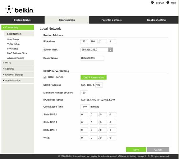 Belkin - RT3200 - Configuración básica del router Configuración básica del router