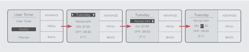 Dimplex - Quantum - Modificación de un modo de temporizador Modificación de un modo de temporizador