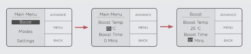 Dimplex - Quantum - Uso de la opción Boost Uso de la opción Boost