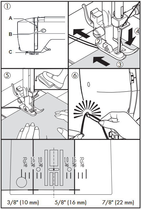Singer - Brilliance - Sewing - Step 1 - Straight stitch Costura - Paso 1 - Puntada recta