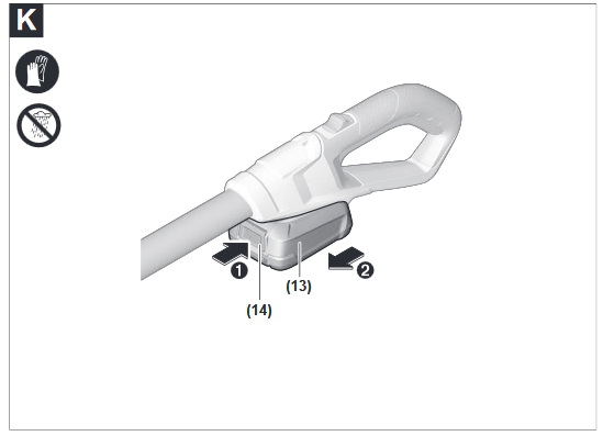Bosch - Universal HedgePole 18 - Inserción/extracción de la batería Inserción/extracción de la batería