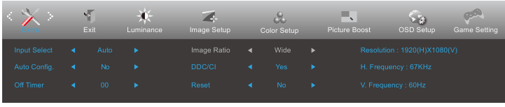 AOC - 24G2S - Ajuste - Configuración del OSD - Extra Ajuste - Configuración del OSD - Extra