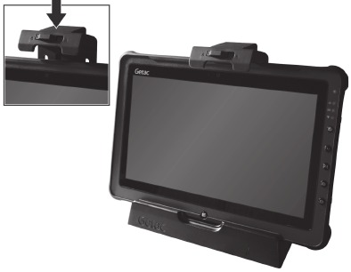 Getac - F110 - Instalación - Paso 2 - Coloque el F110 en la base Instalación - Paso 2 - Coloque el F110 en la base