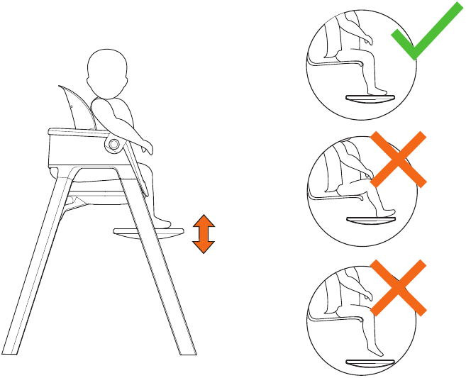 Stokke - Steps - Ajuste de la altura del reposapiés Ajuste de la altura del reposapiés