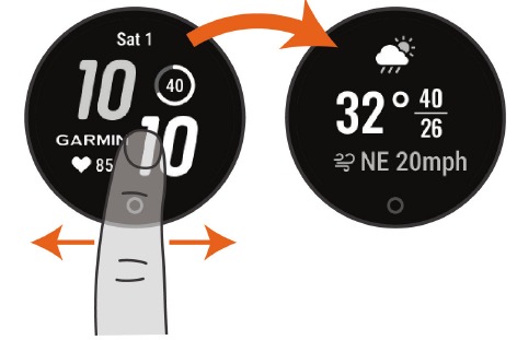 Garmin - LILY 2 ACTIVE - Visualización de widgets y menús Visualización de widgets y menús