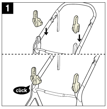 Nuna - demi next - Adaptadores de poste para asiento y capazo - Paso 1 Adaptadores de poste para asiento y capazo - Paso 1