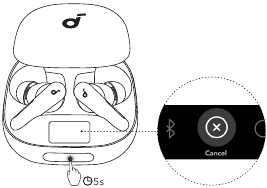 Elección del modo de emparejamiento Bluetooth o el restablecimiento de los auriculares