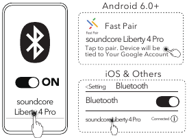 Selección de los auriculares en la lista de Bluetooth