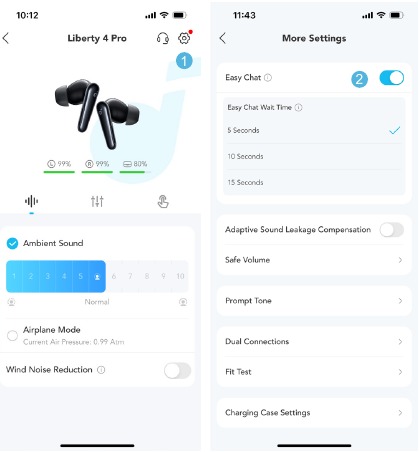 Soundcore - Liberty 4 Pro - ACTIVACIÓN DE EASY CHAT ACTIVACIÓN DE EASY CHAT