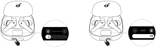 Soundcore - Liberty 4 Pro - USO DE LA BARRA TÁCTIL Y LA PANTALLA INTELIGENTE USO DE LA BARRA TÁCTIL Y LA PANTALLA INTELIGENTE