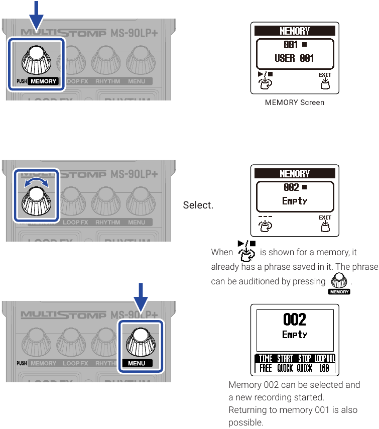 ZOOM - MS-90LP+ - Uso de memorias Uso de memorias