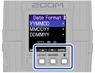 ZOOM - H2essential - Realización de ajustes/primer encendido - Ajuste del formato de fecha Realización de ajustes/primer encendido - Ajuste del formato de fecha