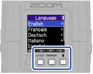 ZOOM - H2essential - Realización de ajustes/primer encendido - Ajuste de idioma Realización de ajustes/primer encendido - Ajuste de idioma