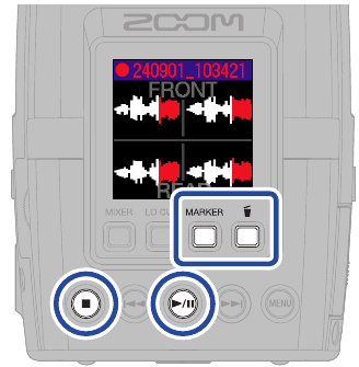 ZOOM - H2essential - Grabación - Operaciones durante la grabación Grabación - Operaciones durante la grabación