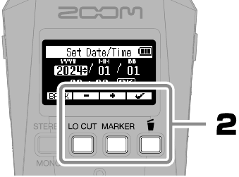 ZOOM - H1essential - Ajustes de fecha y hora - Paso 2 Ajustes de fecha y hora - Paso 2