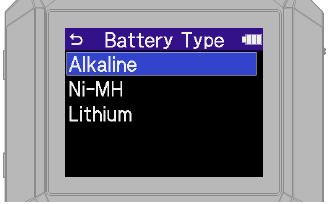 ZOOM - H4essential - Ajuste del tipo de batería Ajuste del tipo de batería