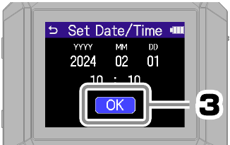 ZOOM - H4essential - Ajustes de fecha y hora - Paso 3 Ajustes de fecha y hora - Paso 3