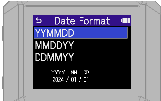 ZOOM - H4essential - Ajuste del formato de fecha Ajuste del formato de fecha