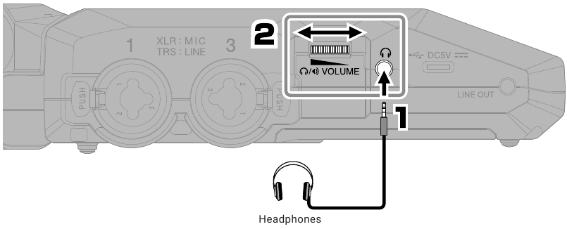 ZOOM - H6essential - Conexión de auriculares y ajuste del volumen Conexión de auriculares y ajuste del volumen