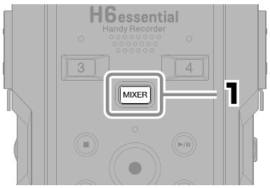 ZOOM - H6essential - Entradas 1–4 - Ajuste de la mezcla de monitorización - Paso 1 Entradas 1–4 - Ajuste de la mezcla de monitorización - Paso 1