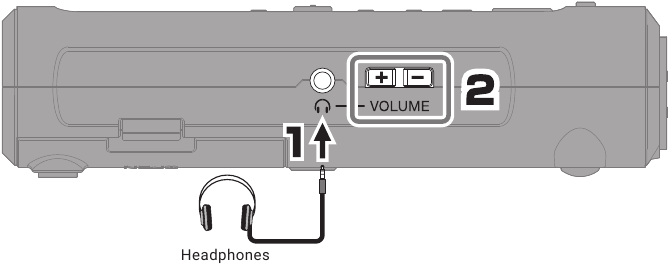 ZOOM - R4 - Conexión de auriculares y ajuste del volumen Conexión de auriculares y ajuste del volumen